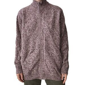 Brooks Brothers Womens Burgundy Heathered Merino Wool Blend Cardigan XL